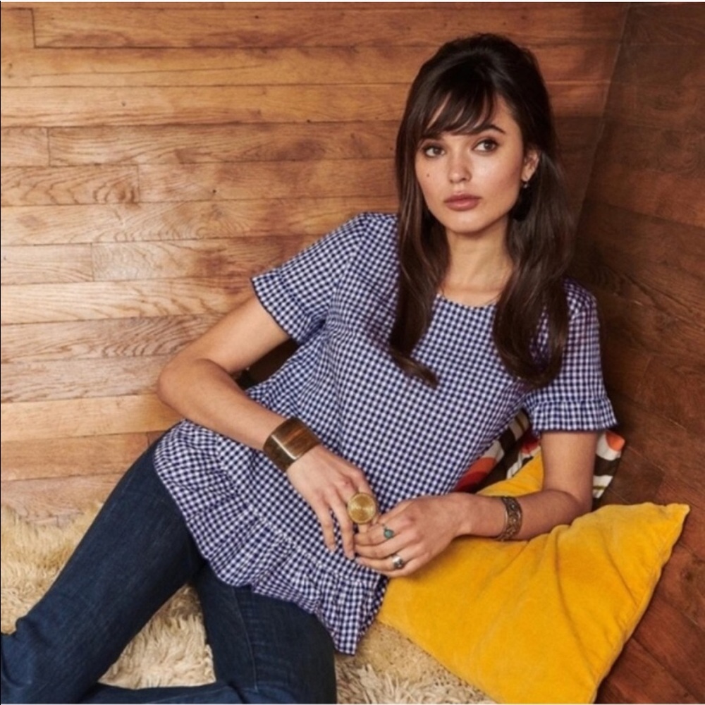 Sezane Alix Gingham Blouse, French size 38 (US size 6)
